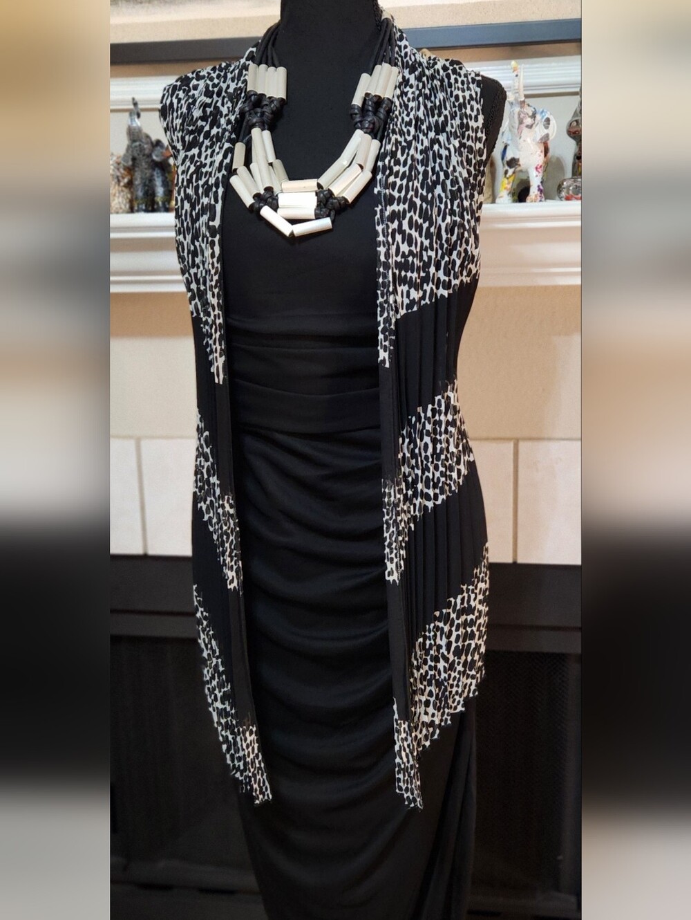 Black & White Leopard Print Open Cardigan